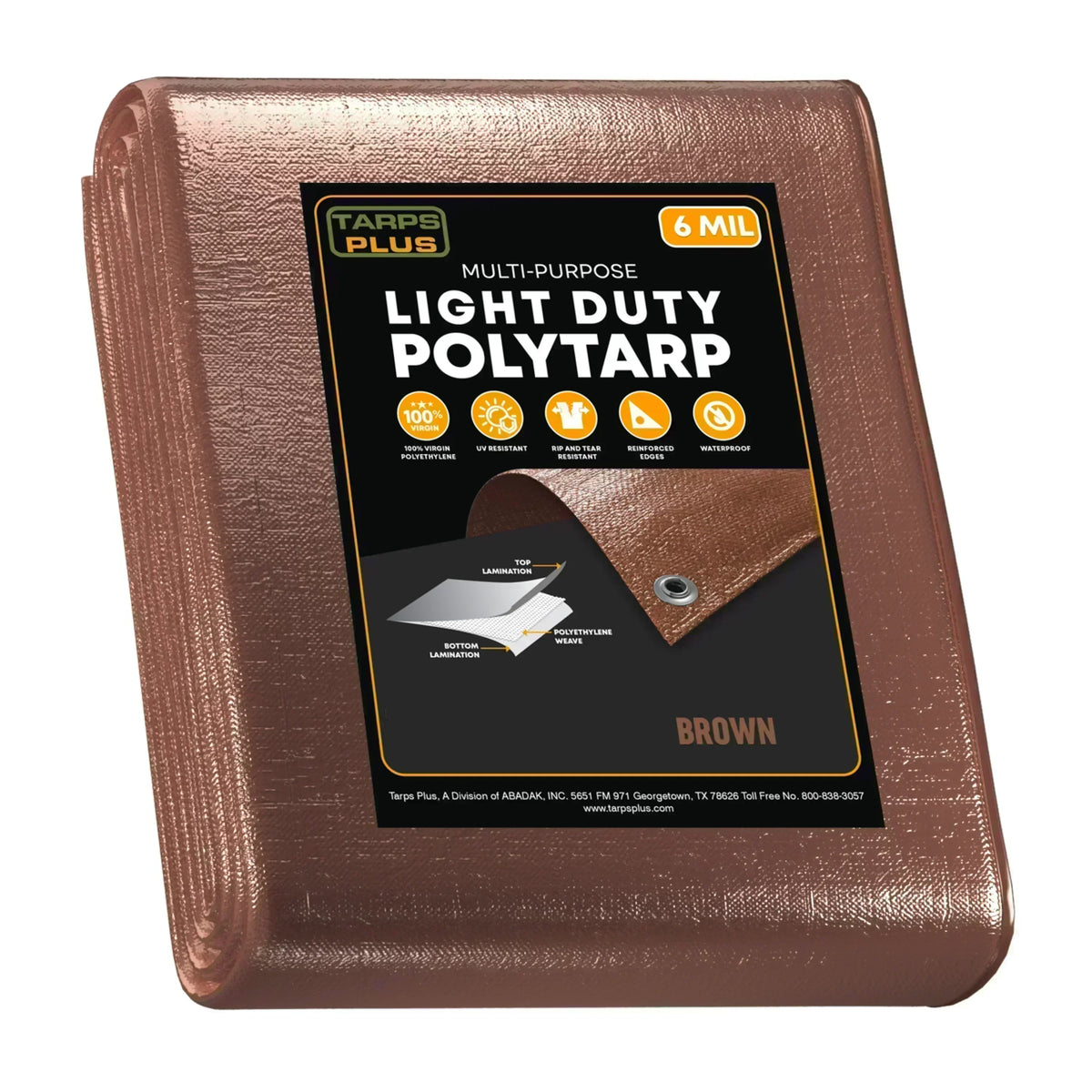 Brown Poly Tarps 16' x 20' - Case of 7