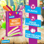 Rocket Balloons and Pipes | Striped Noisy Birthday Party Bag Filler | 45 Pack