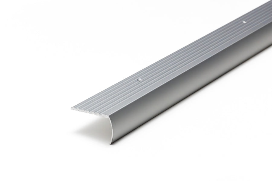 Silver bullnose stair nosing curved edge finish