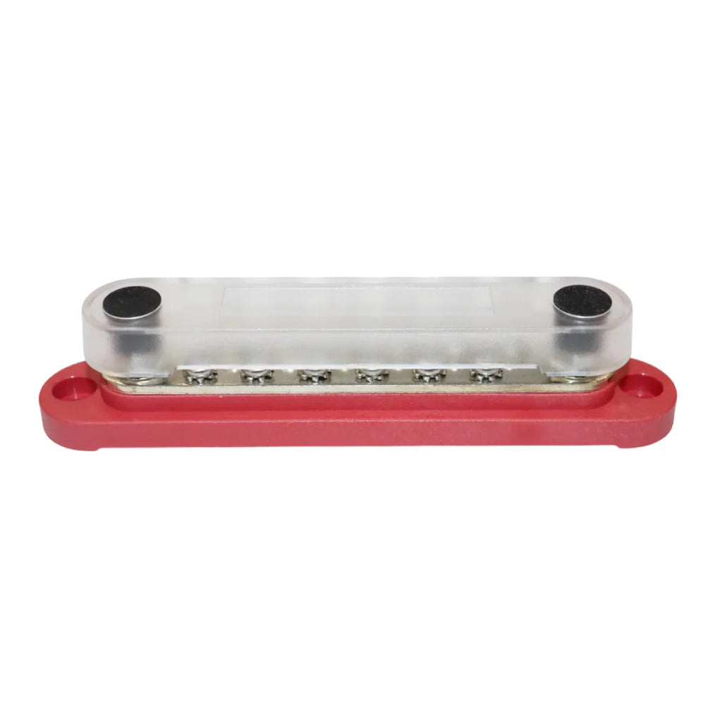 Exotronic 150A Red 2x M6 Stud Busbar with 12 Screws & Cover