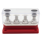 4 GANG 300A M8 Power Distribution Block Bus Bar Terminal Post Stud 12V Red