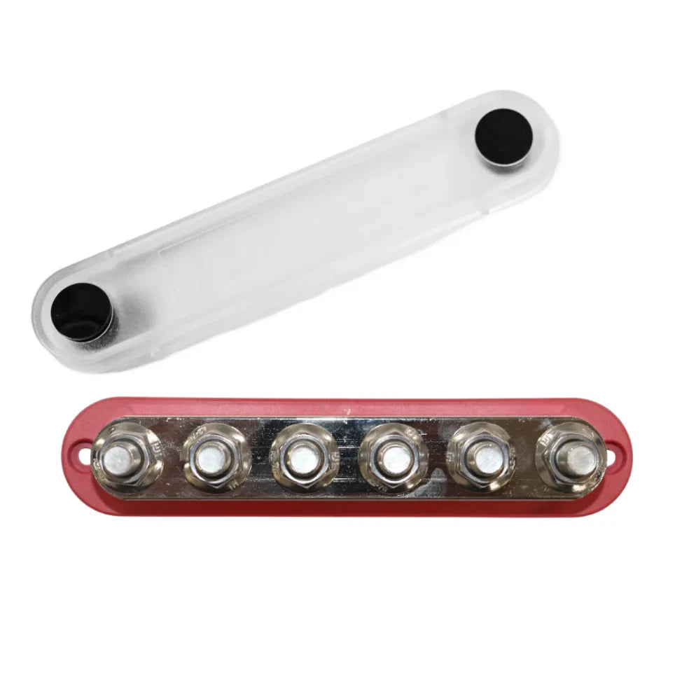 Exotronic 600A Red 6x M10 Stud Busbar with Cover