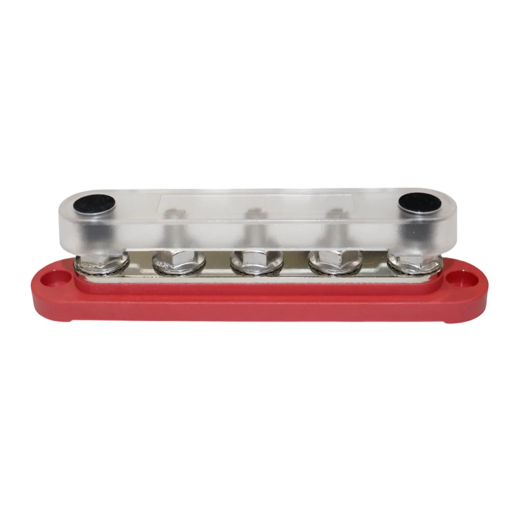 Exotronic 150A Red 5x M8 Stud Busbar with Cover