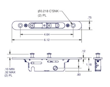 C1068 - Amesbury Truth - 3486 Series Dual Point Mortise Lock Box Sliding Door Lock