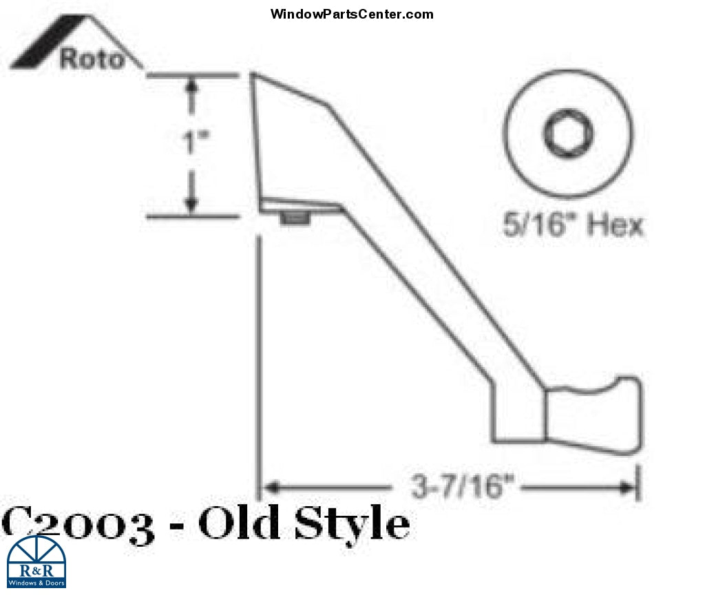 C2003 Roto Interlock Non Folding Handle 5/16 Inch Hex Casement Awning Window