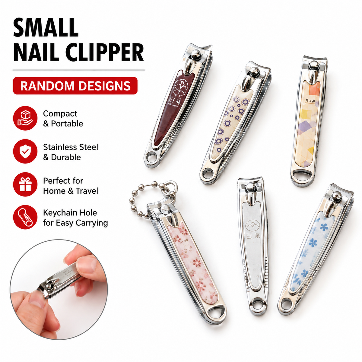 12PK Small Nail Clippers Stainless Steel Manicure Cutter Random Designs Travel