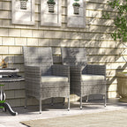 2 Piece PE Rattan Dining Chair Set with Cushions & High Back, Mixed Grey