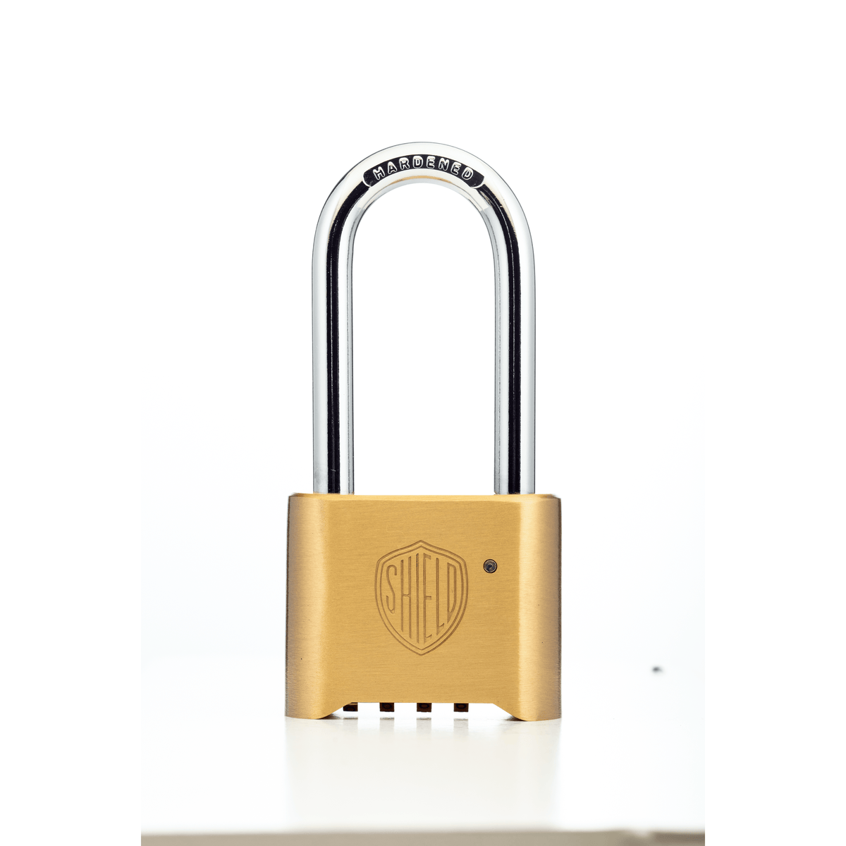 Shield Long Shackle Brass Combination Padlock