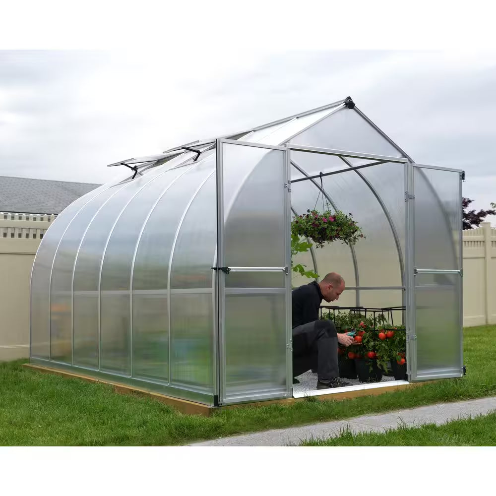 Bella 8 x 12 ft Silver Walk-In Greenhouse Kit with Diffused Polycarbonate Panels