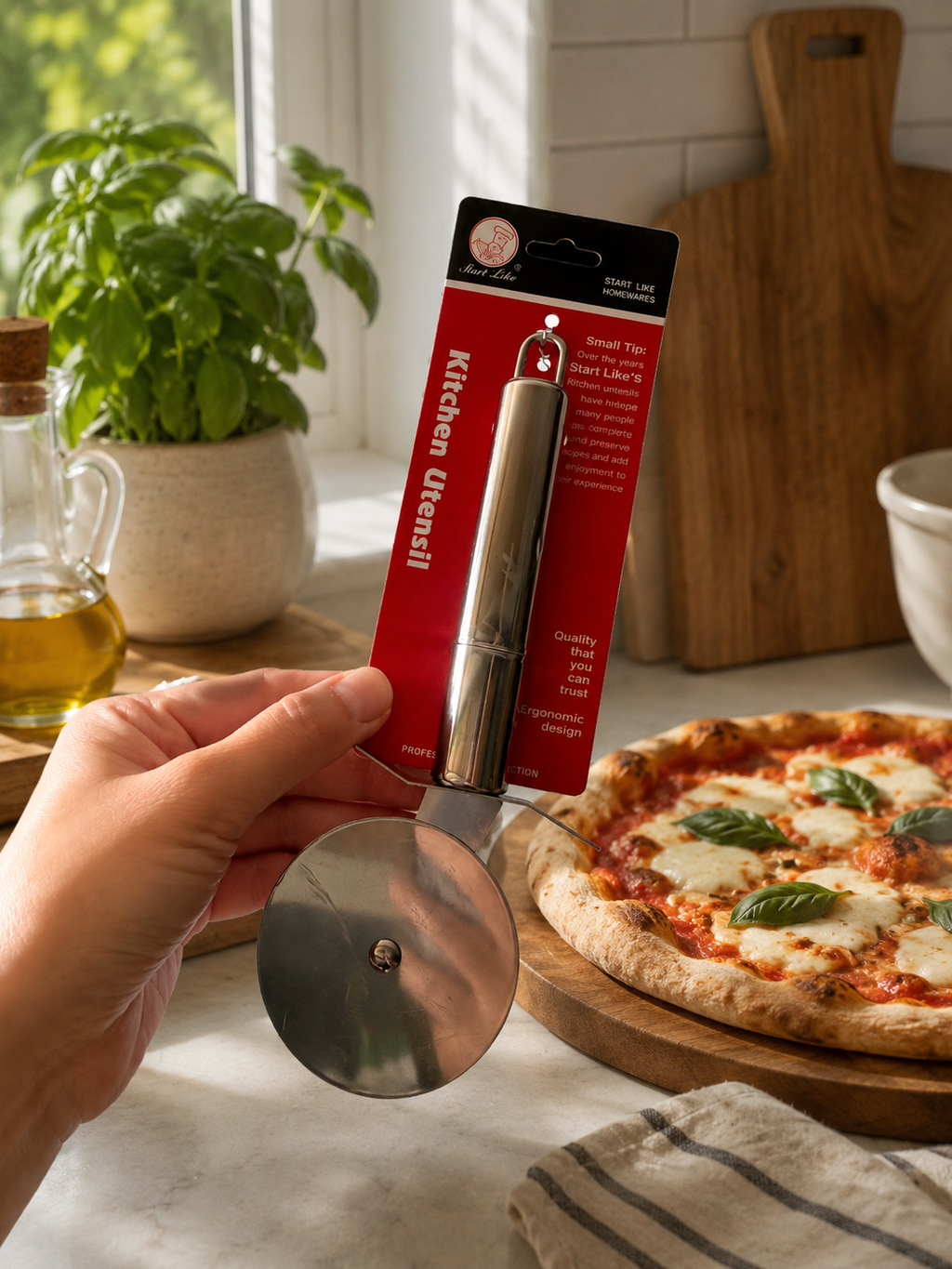 3PCS Stainless Steel Pizza Cutter Wheel Pizza Pastry Cutter Kitchen Tool