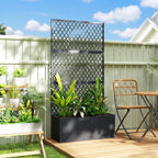 Metal Planter Box with Trellis Privacy Screen, Diamond Lattice