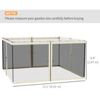 Replacement Mosquito Netting for Gazebo 13' x 13'with Zippers, Cream White