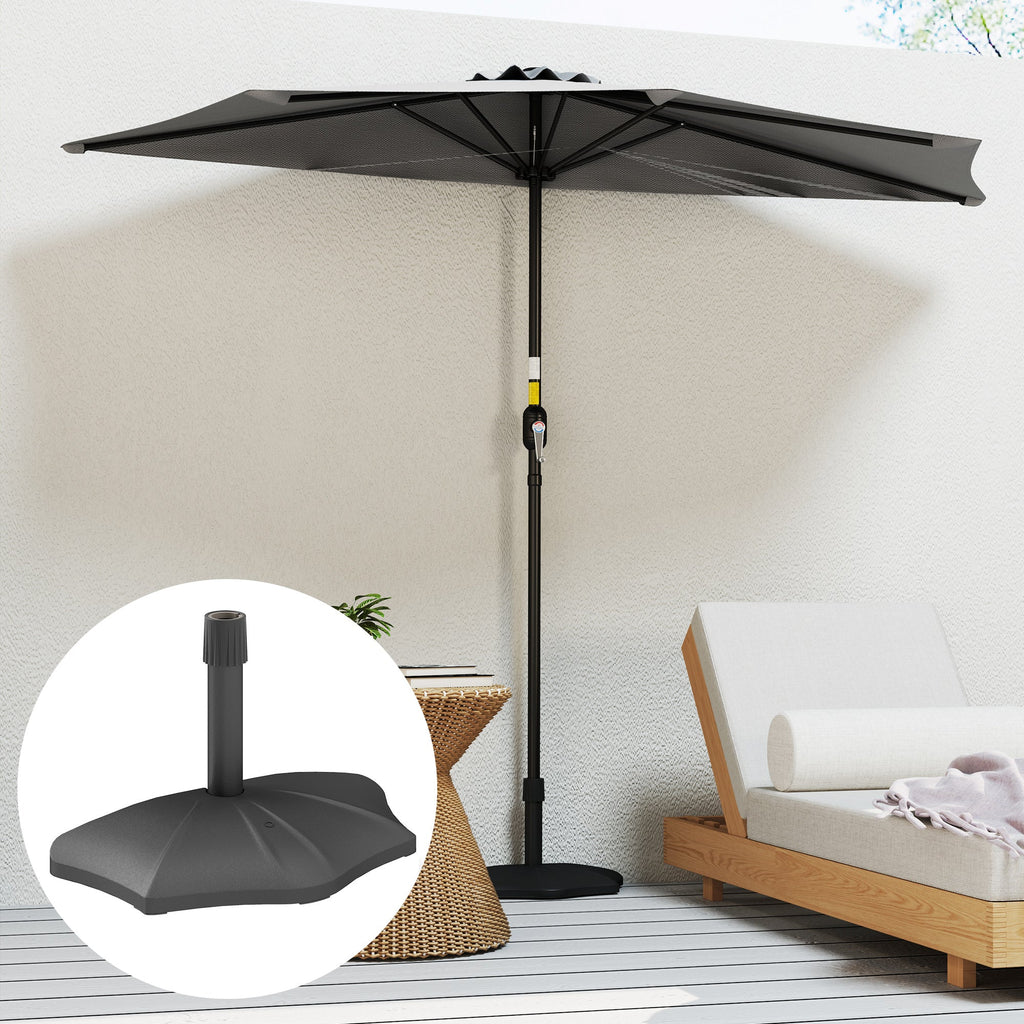 26lb Concrete Half Umbrella Stand for 1.5"/1.9" Poles, Black