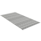 9' x 18' Reversible Mat w/ Carry Bag, Boho Waterproof RV Rug for Backyard, Grey & White