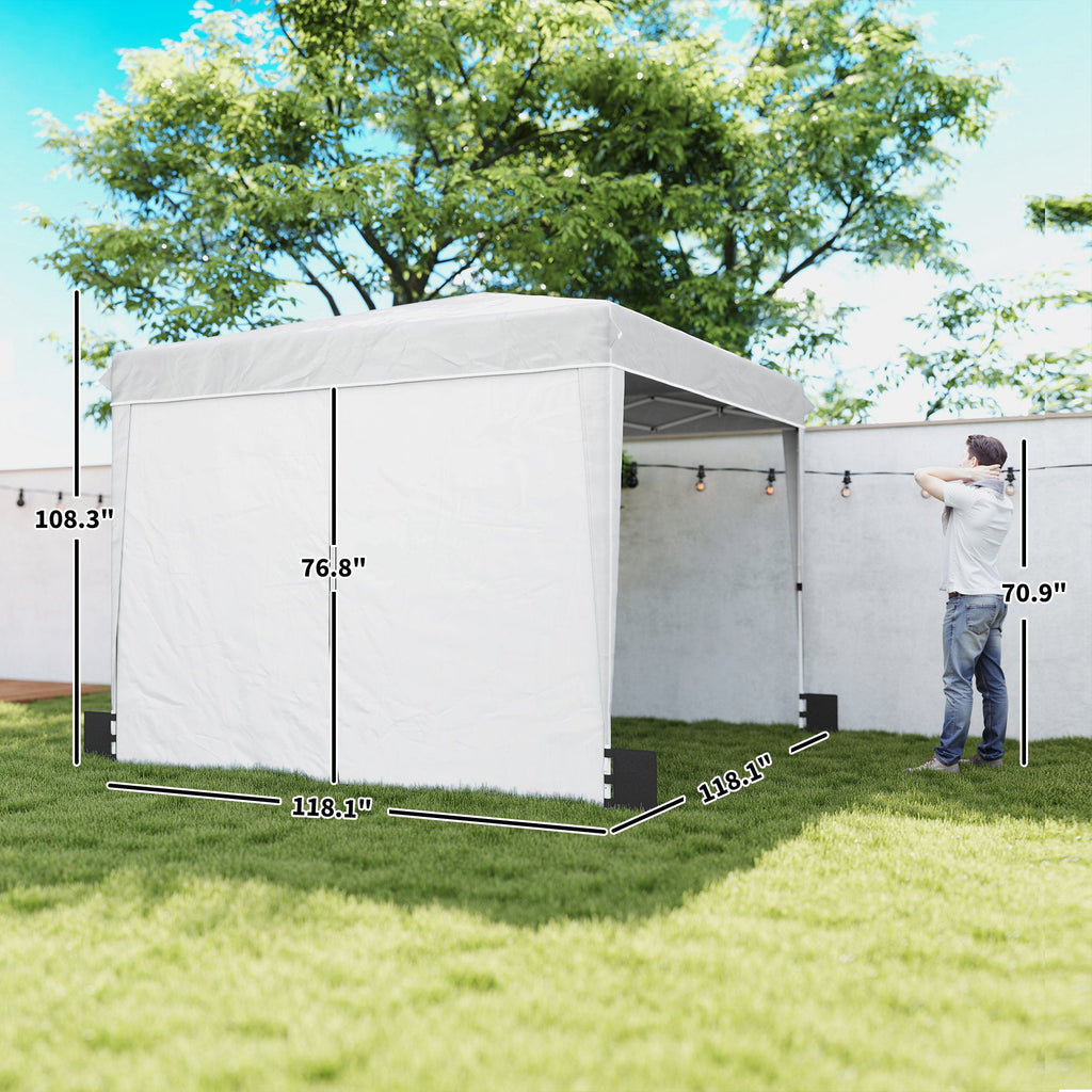 10' x 10' Pop Up Canopy Tent with Sidewalls, White