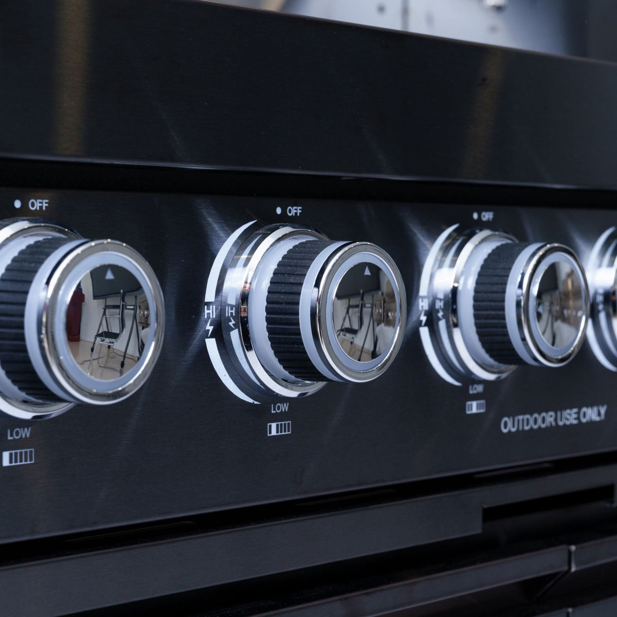 Castelle Flame Black Stainless Steel 4-Burner Gas Grill with Rotisserie Kit