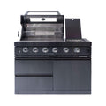 Castelle Flame Black Stainless Steel 4-Burner Gas Grill with Rotisserie Kit