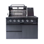 Castelle Flame Black Stainless Steel 4-Burner Gas Grill with Rotisserie Kit