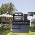 Castelle Flame Black Stainless Steel 4-Burner Gas Grill with Rotisserie Kit