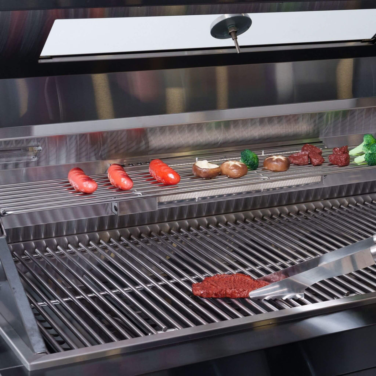 Castelle Flame Black Stainless Steel 6-Burner Gas Grill Kitchen Island with Rotisserie Kit
