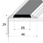 15 Pack A38 Screw Fit Non-Slip Stair Nosing 0.9m – Anodised Aluminium with Black Rubber Grip