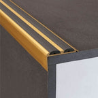 15 Pack A37 0.9m x 36mm x 20mm Screw Fit Anodised Aluminium Non Slip Stair Nosing With Black Rubber