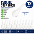 12PK White Ceramic Chinese Soup Spoons Asian Rice Noodle Spoon Kitchen Tableware