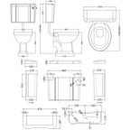 Classique Traditional Low Level Toilet with Cistern, Toilet Seat & Flush Pipe Kit - White
