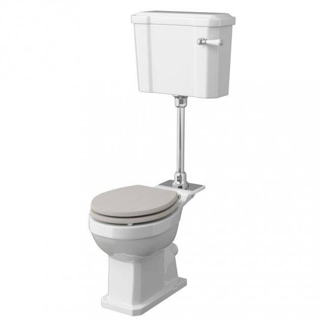 Classique Medium Level Toilet  with Lever Cistern, Seat & Flush Pipe Kit - White