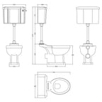 Classique Medium Level Toilet  with Lever Cistern, Seat & Flush Pipe Kit - White