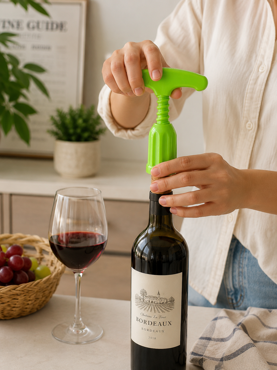 3PCS Red Wine Opener Corkscrew Bottle Opener Easy Grip Manual Wine Opener