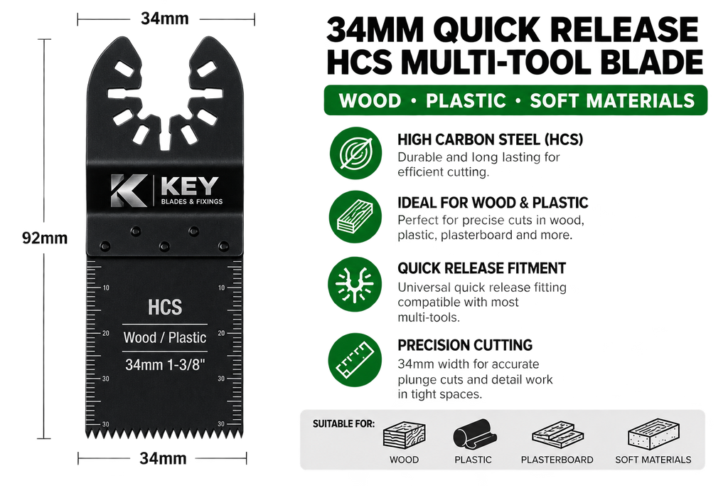 Key Blades 34mm Quick Release HCS wood plastic multi-tool blade - 5511