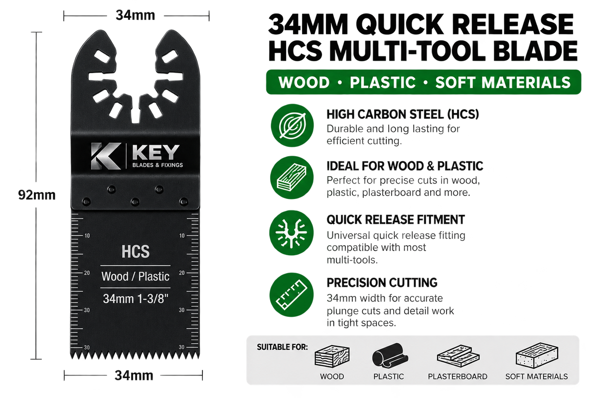 Key Blades 34mm Quick Release HCS wood plastic multi-tool blade - 5511