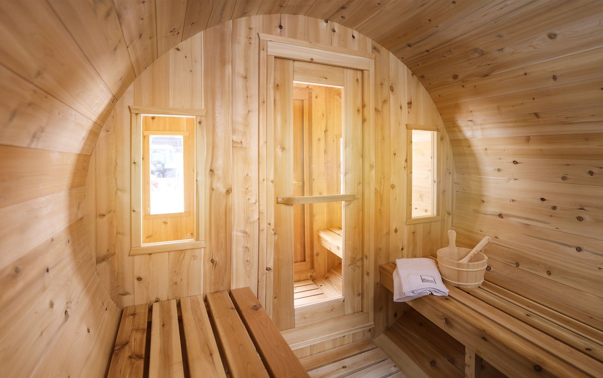 Premium 7'x 10' Barrel Sauna With 3' Change Room