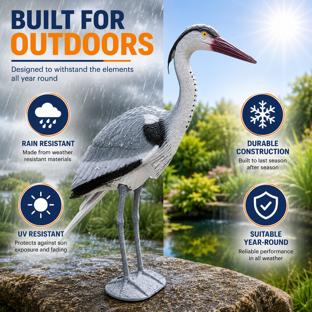 Aquacadabra Garden Heron Ornament - Lifelike Pond Decoration & Fish Protector