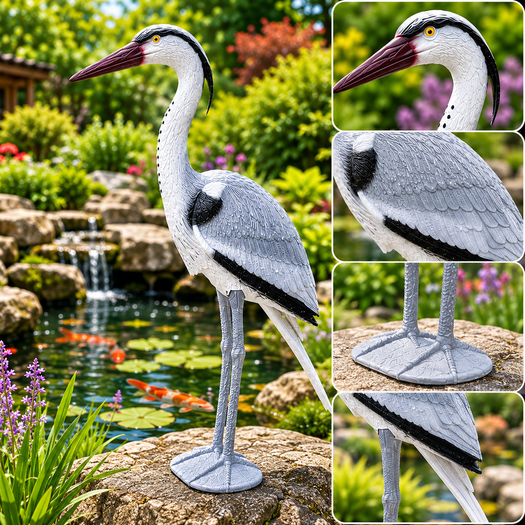 Aquacadabra Garden Heron Ornament - Lifelike Pond Decoration & Fish Protector