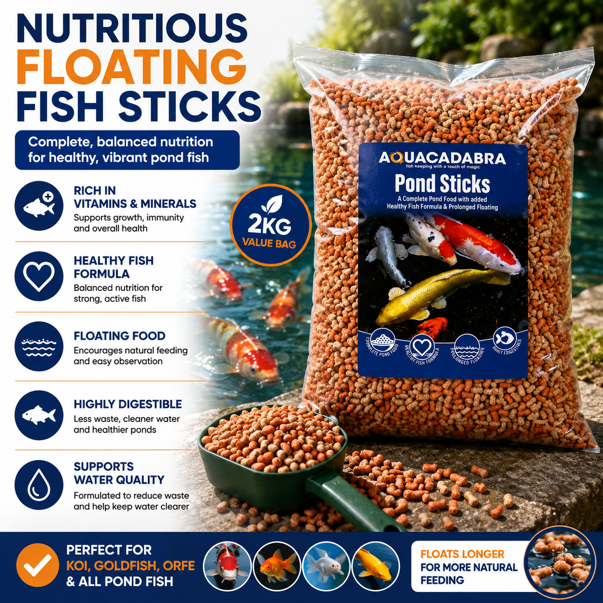 Aquacadabra Pond Food 2kg & P7000 Auto Feeder