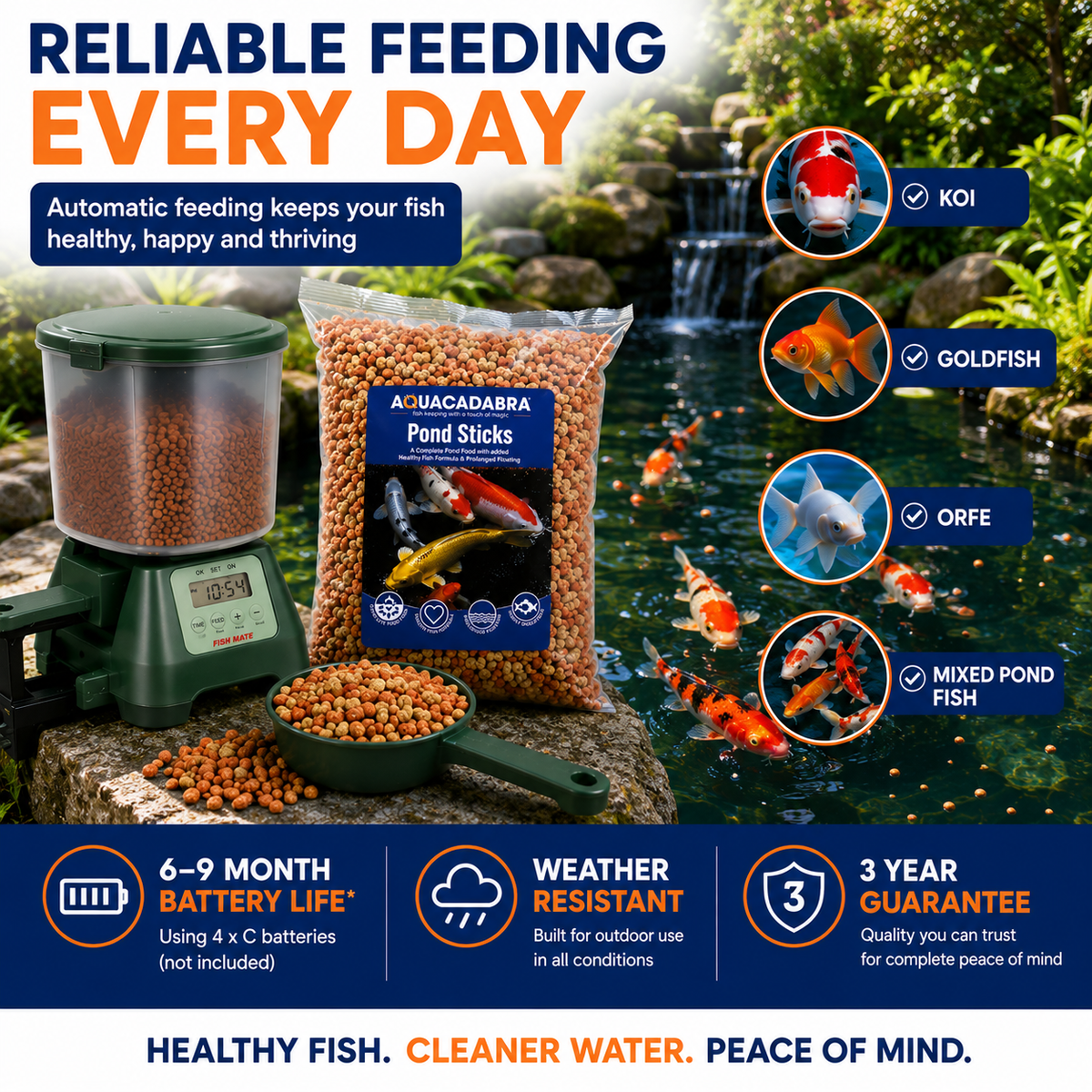Aquacadabra Pond Food 2kg & P7000 Auto Feeder