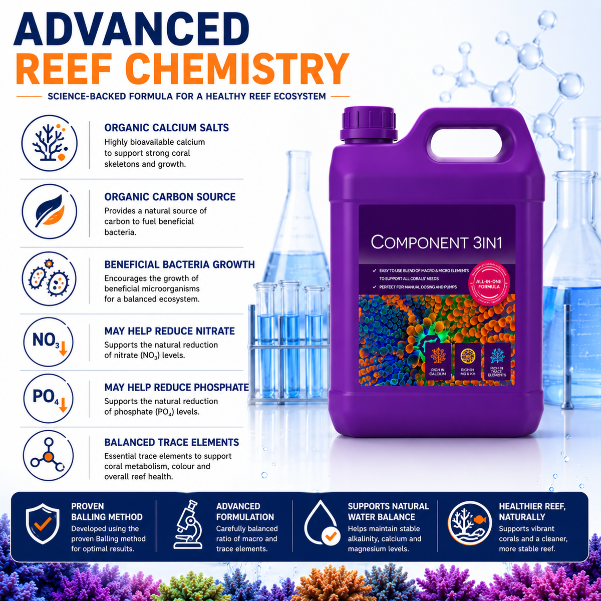 Aquaforest Component 3 in 1 Marine Reef Dosing Balling Solution Calcium Mg KH