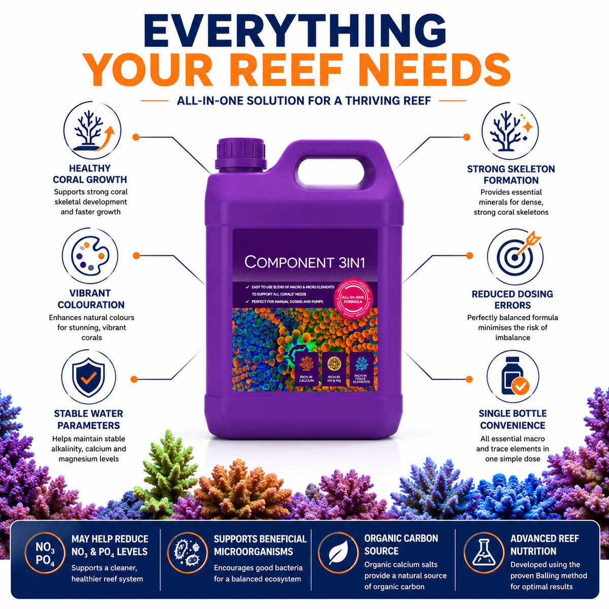 Aquaforest Component 3 in 1 Marine Reef Dosing Balling Solution Calcium Mg KH