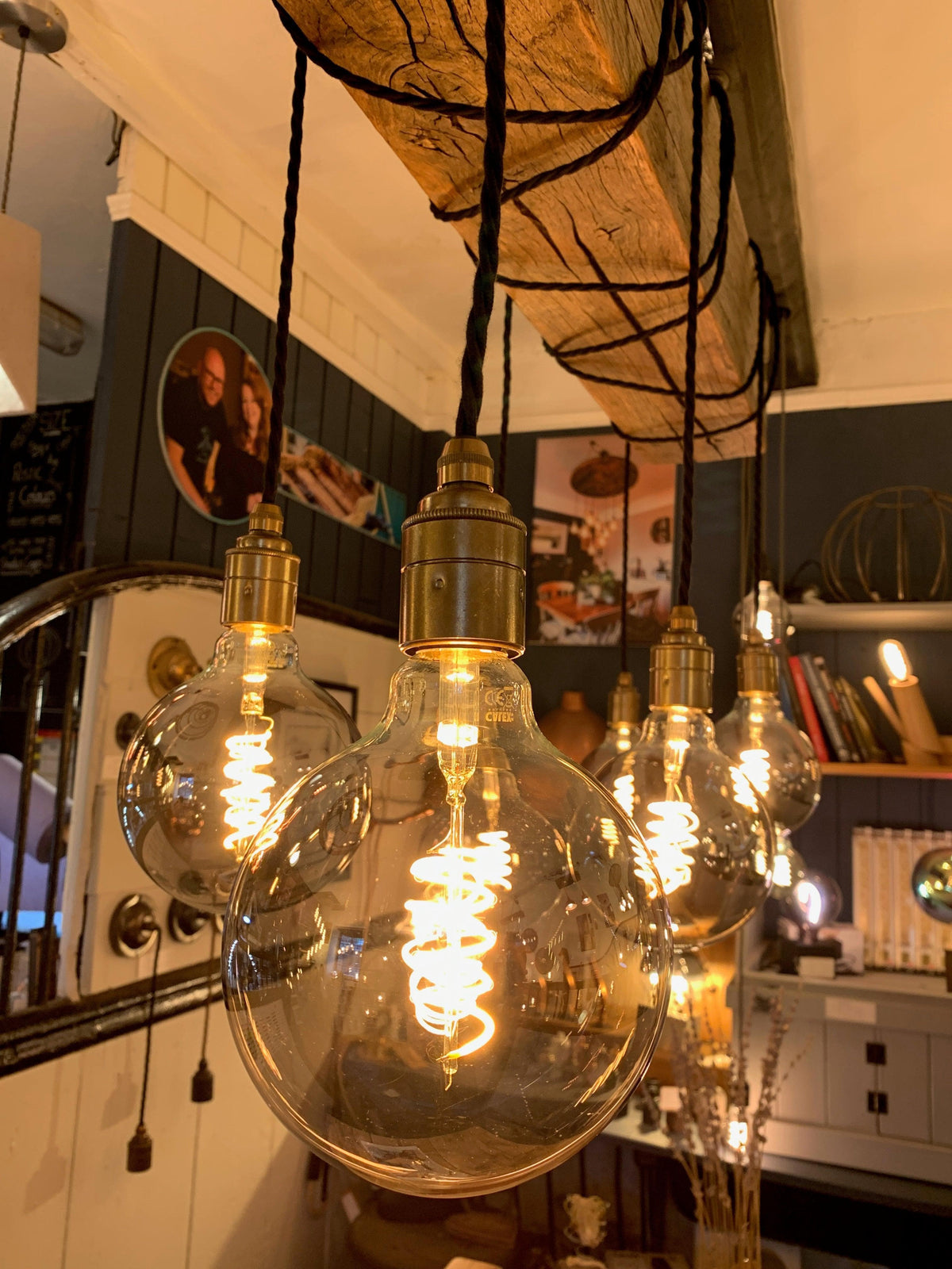Crafted Oak Beam Chandelier | Rustic Wrapped Cable Kitchen & Dining Lighting UK