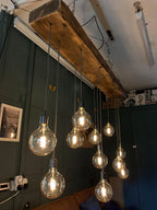 Chunky Wooden Beam Chandelier | Large Kitchen Island & Dining Lighting UK