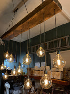 Chunky Wooden Beam Chandelier | Large Kitchen Island & Dining Lighting UK