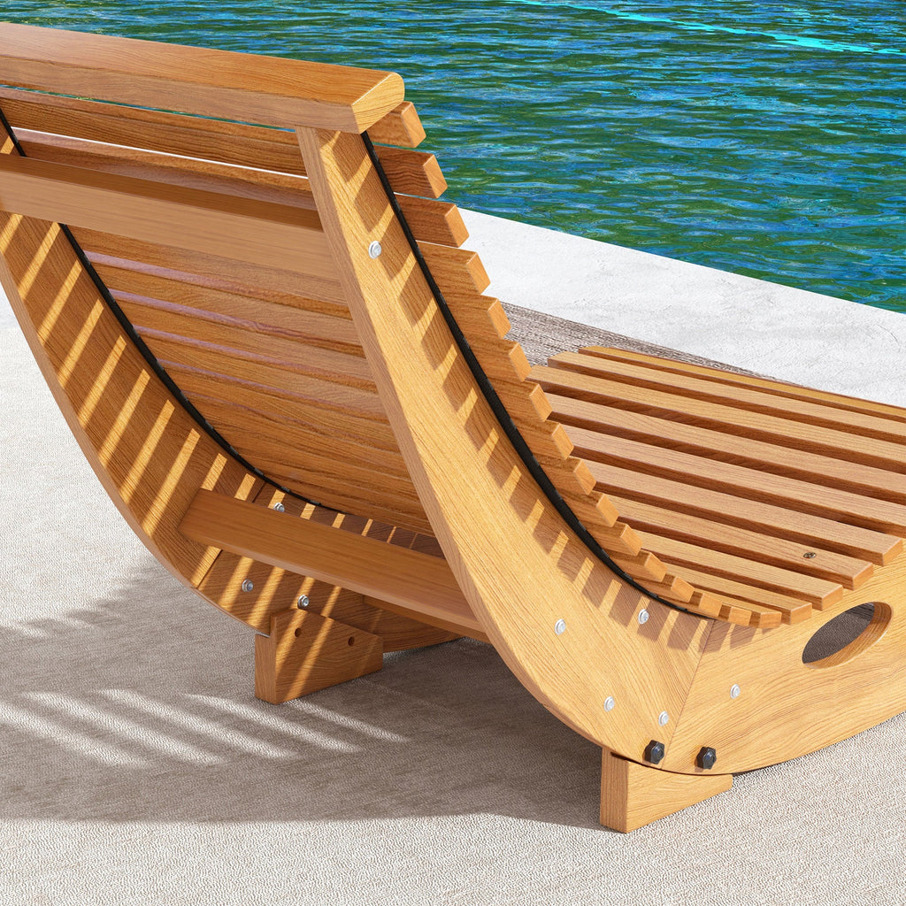 Outdoor Rocking Chair w/ Slatted Seat, Wooden Rocking Chair for Poolside, Lawn, Teak