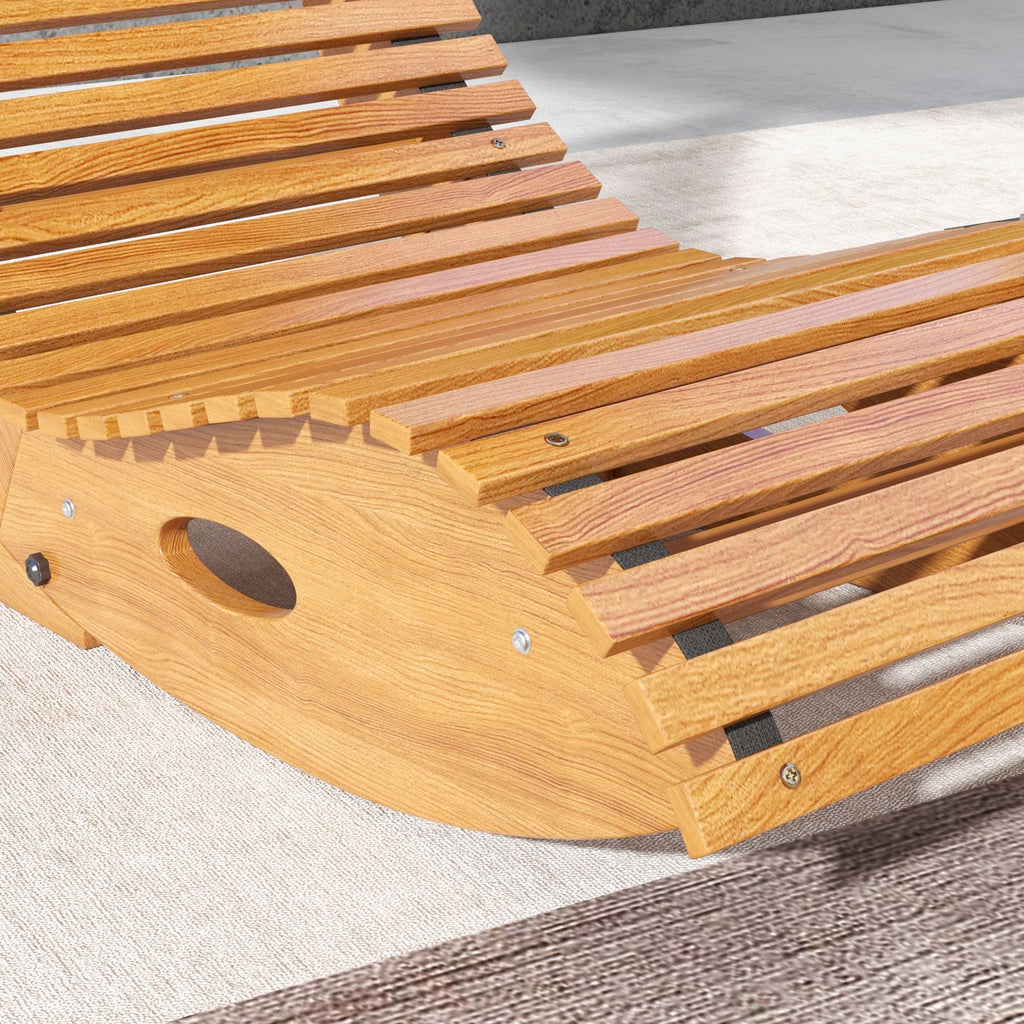 Outdoor Rocking Chair w/ Slatted Seat, Wooden Rocking Chair for Poolside, Lawn, Teak