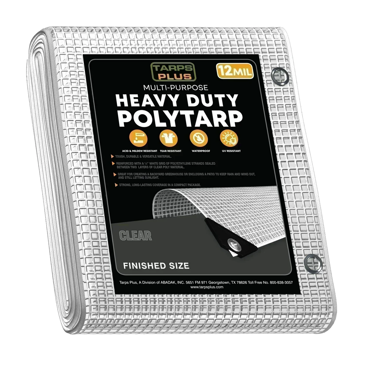 Clear Poly Tarps 12' x 20' Case of 4