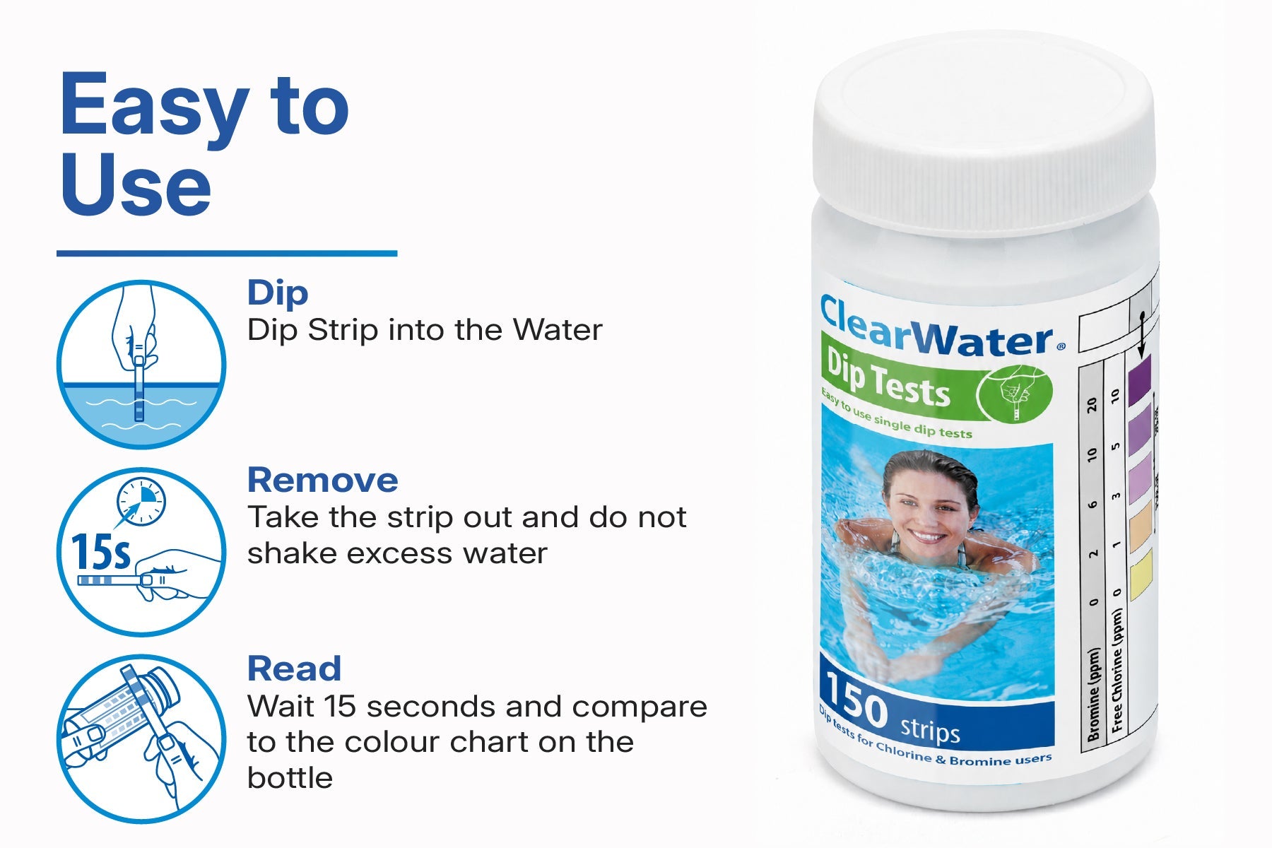 Clearwater 4-In-1 Pool & Spa Test Strips (150 Test Strips)