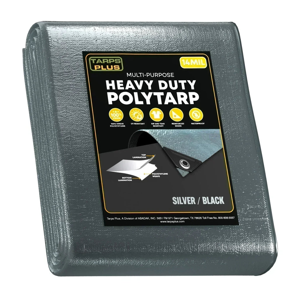 Closeout - 6' x 8' Silver/Black Poly Tarp