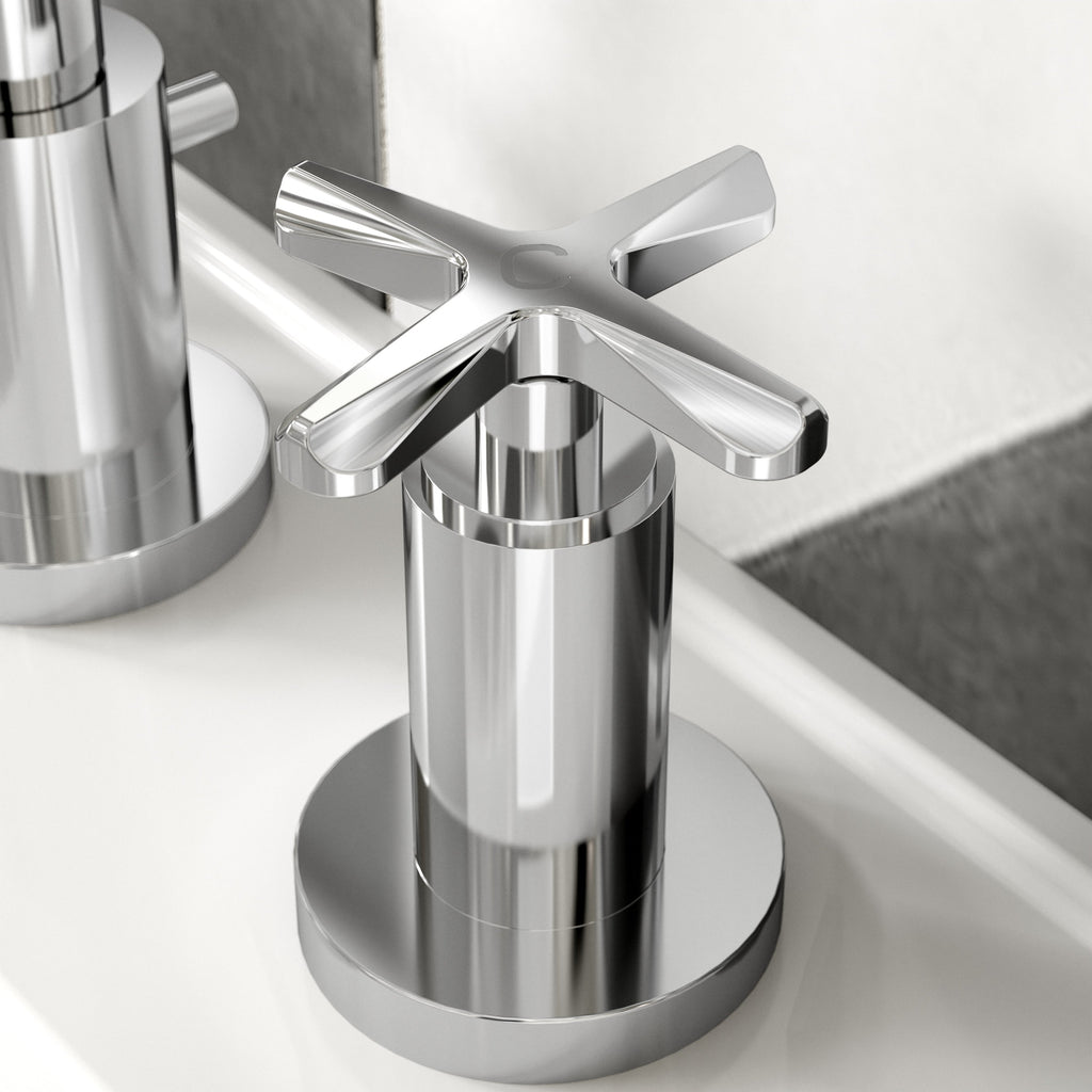 Cylin 3 Tap Hole Basin Mixer Tap With Pop Up Waste - Chrome