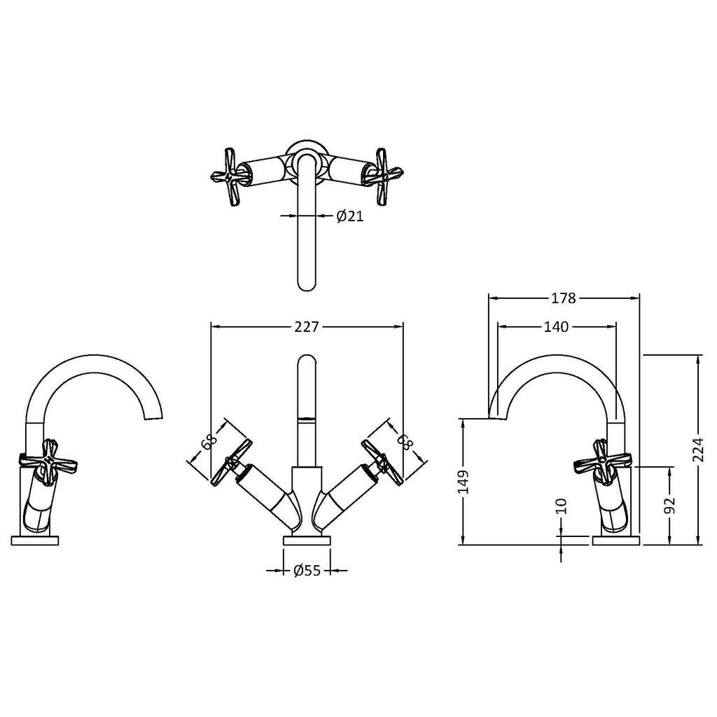 Cylin Deck Mounted Mono Basin Mixer With Pop Up Waste